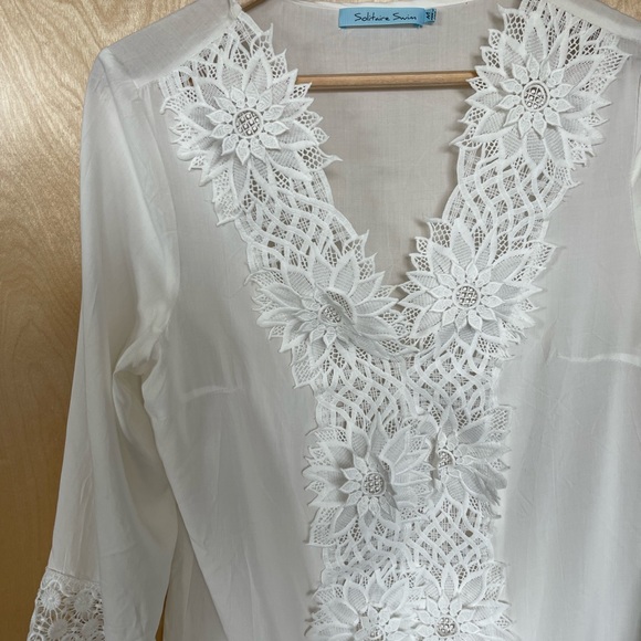 Solitaire Swim Beach Cover Up Embroidered Floral - Picture 2 of 6